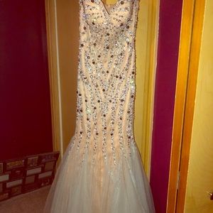 Beaded long strapless dress